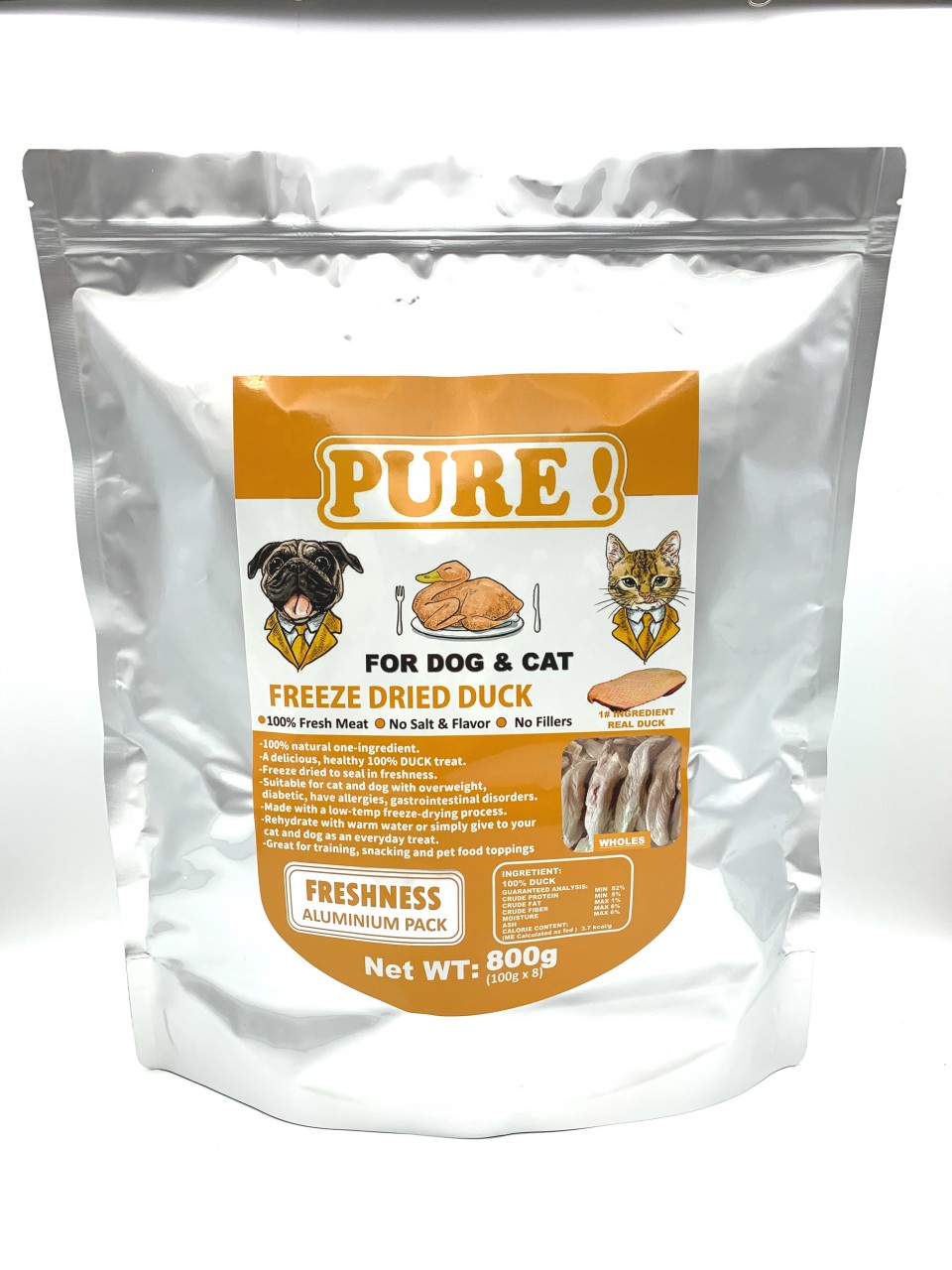 PURE! 100% [FDB800] Duck 冷凍脫水鴨胸肉 800g