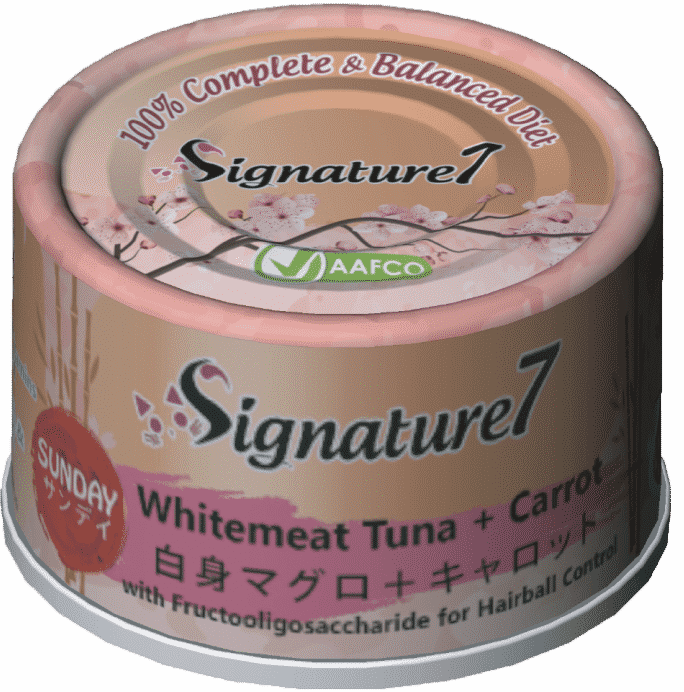 Signature7 [S7-339048] 星期日 - 白肉吞拿魚+胡蘿蔔 毛球控制 70g x 24罐原箱優惠
