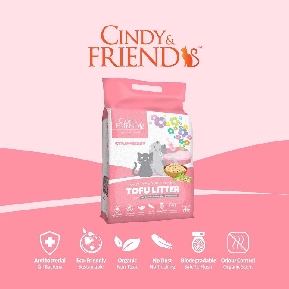 Cindy & Friends [TF003] 草莓味天然豆腐貓砂 7L