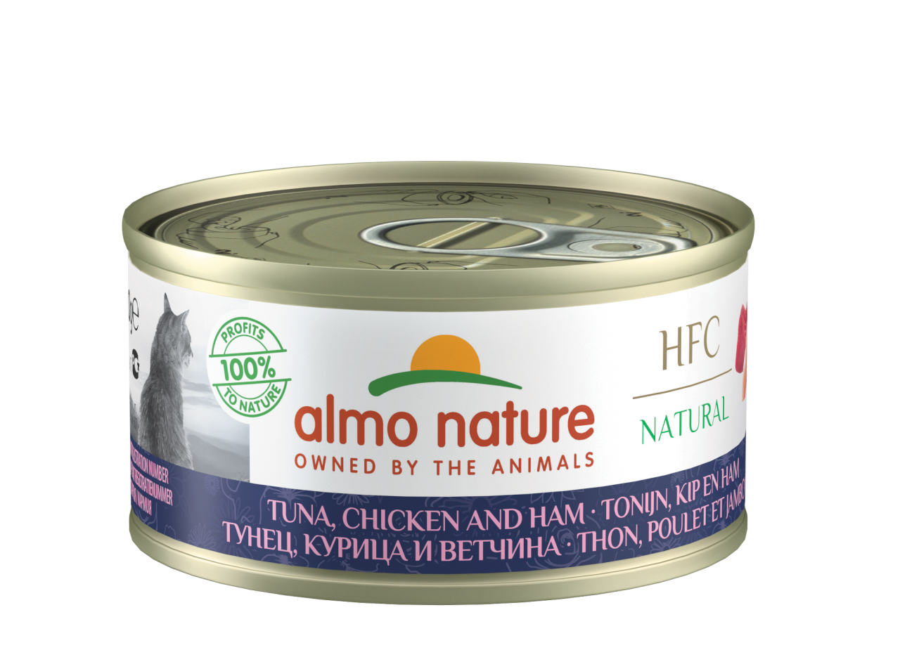 almo nature [9081] - HFC Natural - Tuna , Chicken and Ham 雞肉,鮪魚(吞拿魚),火腿 貓罐頭 70g
