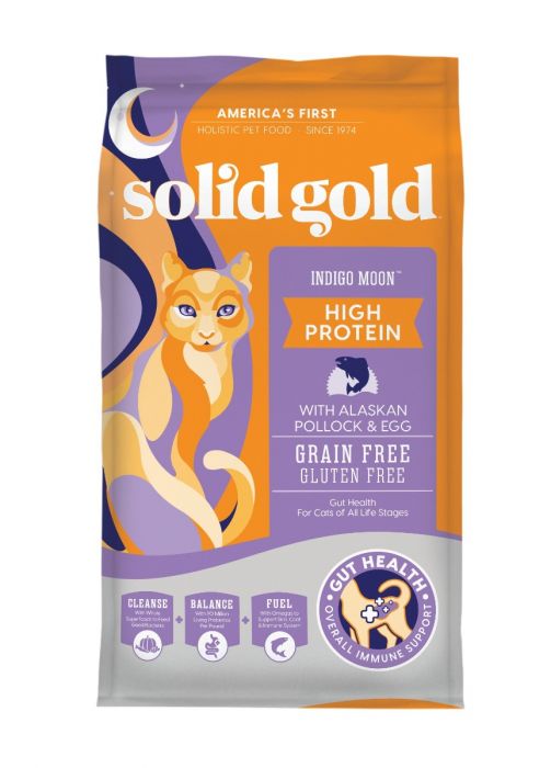 素力高无谷物(抗敏)(鱈鱼)乾貓粮 Solid Gold Indigo Moon *With Alaskan Pollock & Egg*Cat Food 12lb (橙袋 紫标)[SG266]
