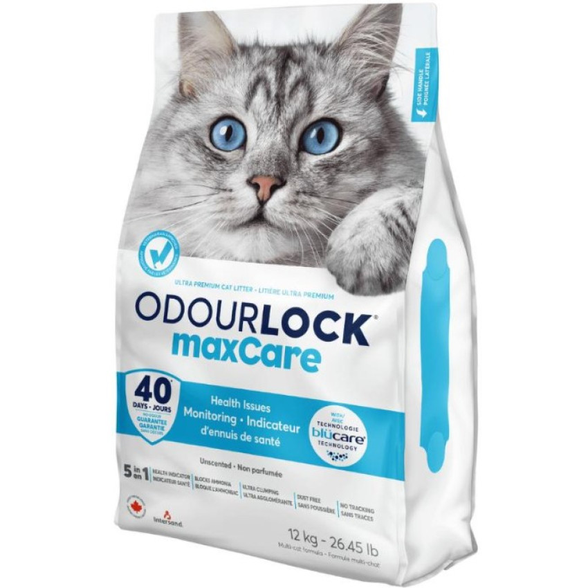 加拿大 Intersand 晶鑽森林 OdourLock maxCare 特強除臭 五合一 超優質健康檢測型貓砂 (包裝內含試劑) 12kg/25lb