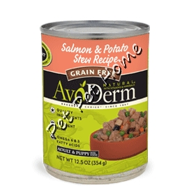AvoDerm 天然燉三文魚+薯仔無穀物狗罐頭 (13oz)x 12 罐