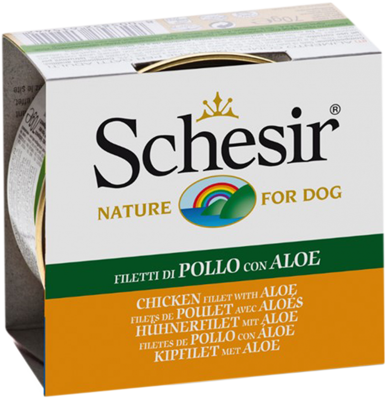 SchesiR 全天然雞肉絲及蘆薈狗罐頭 150g