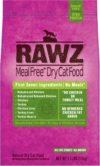RAWZ 無穀物低溫烘焙 脫水雞肉+火雞肉+雞肉 貓糧 3.5LB