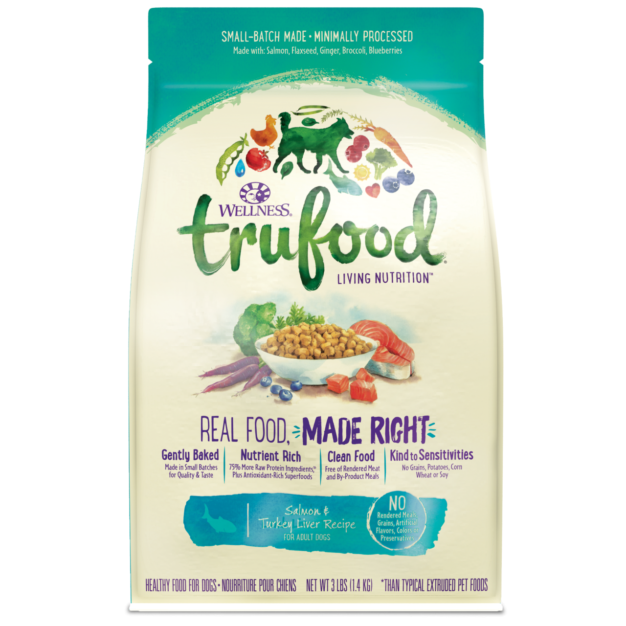 Wellness TruFood 低溫烘焙無穀物成犬糧 - 三文魚雞肝亞麻籽配方 3lb