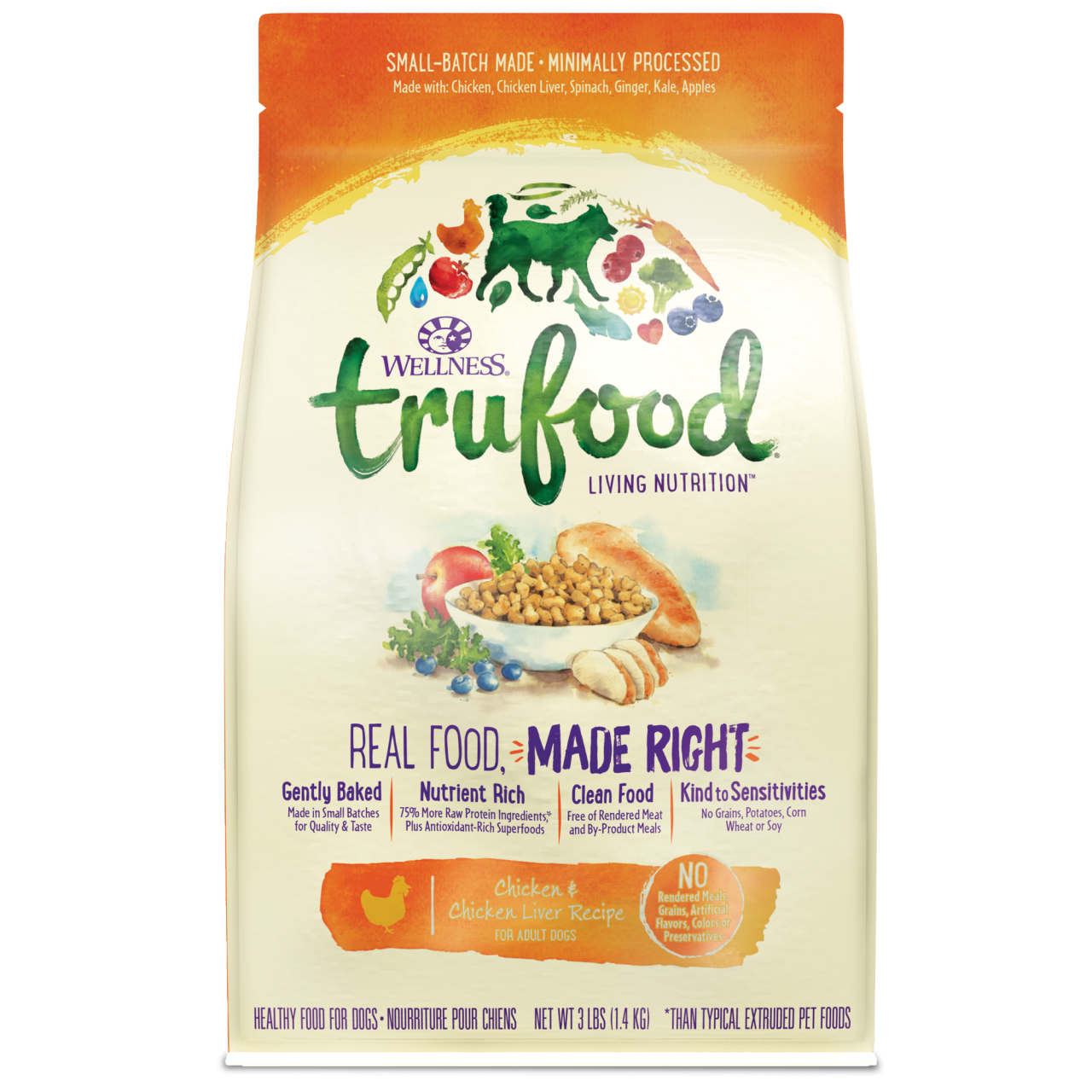 Wellness TruFood 低溫烘焙無穀物成犬糧 - 雞肉 雞肝及亞麻籽配方 3lb