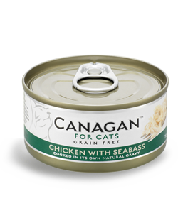 Canagan 貓用無穀物雞肉+大鱸魚配方罐頭 75g