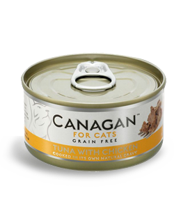 Canagan 貓用無穀物吞拿魚+雞肉配方罐頭 75g
