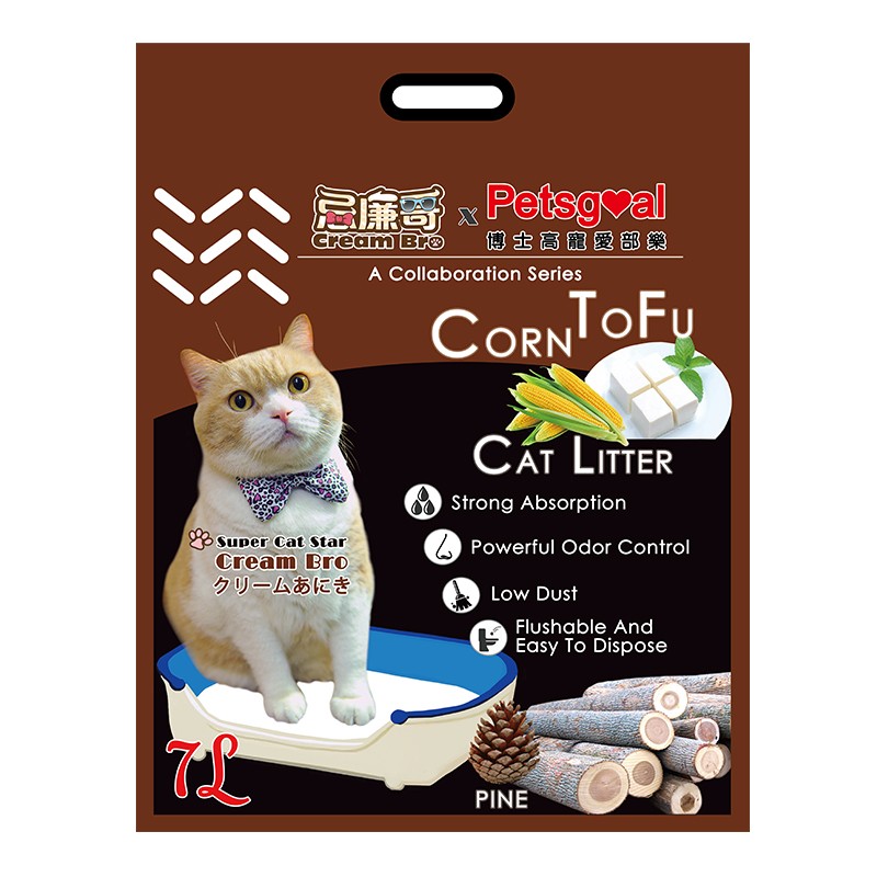 Petsgoal X 忌廉哥 粟米豆腐貓砂 松木 7L