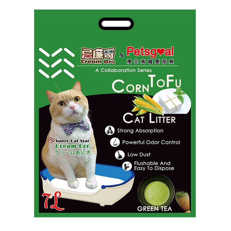 Petsgoal X 忌廉哥 粟米豆腐貓砂 綠茶 7L X 6包優惠