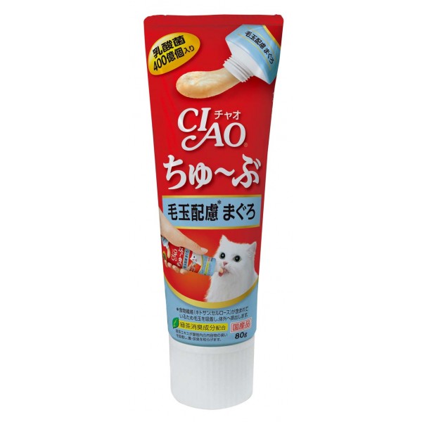 CIAO CS-154 吞拿魚化毛球醬益生菌(牙膏裝) 80g