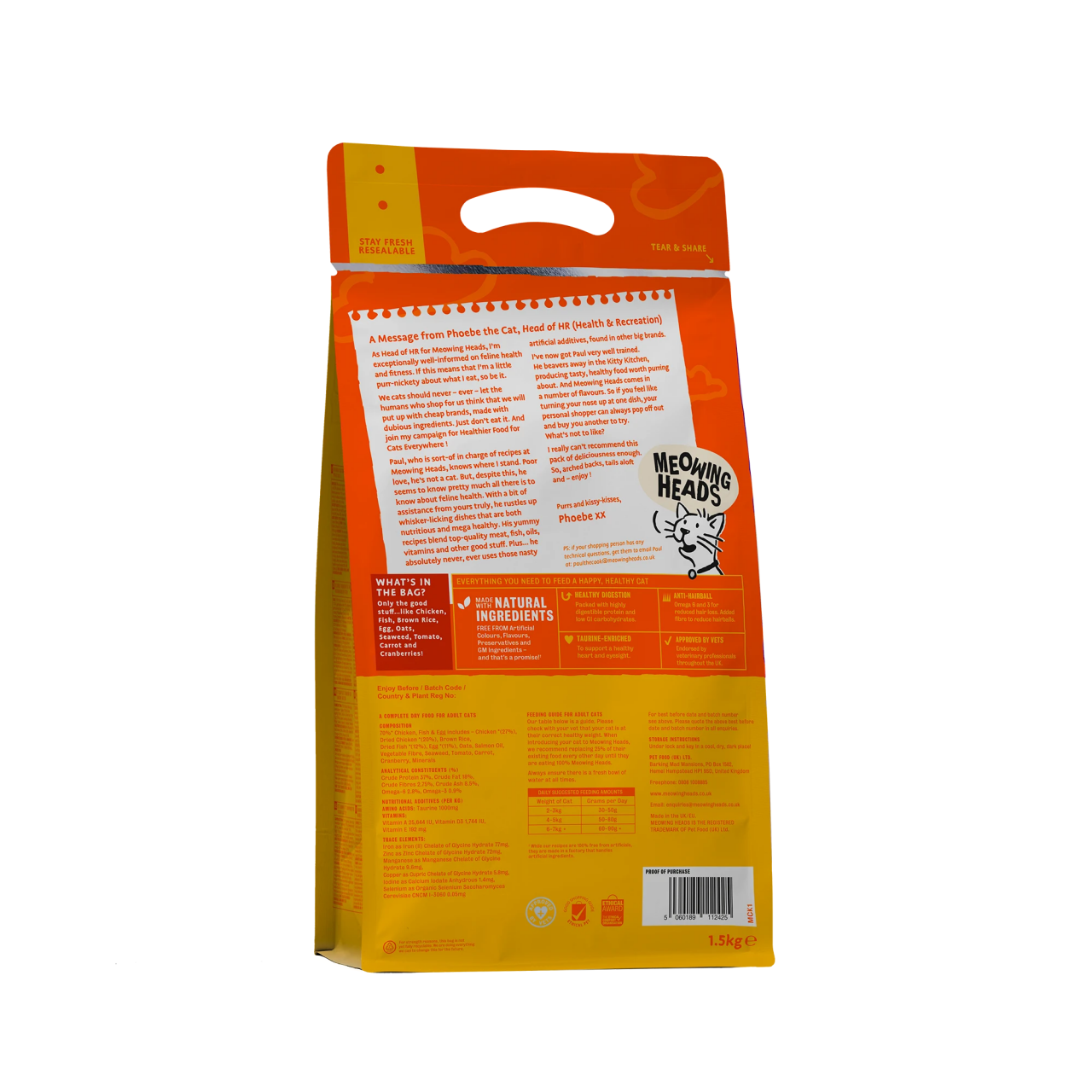 Meowing Heads [MHC4] - 全天然成貓配方 Paw Lickin' Chicken 4kg (橙色)